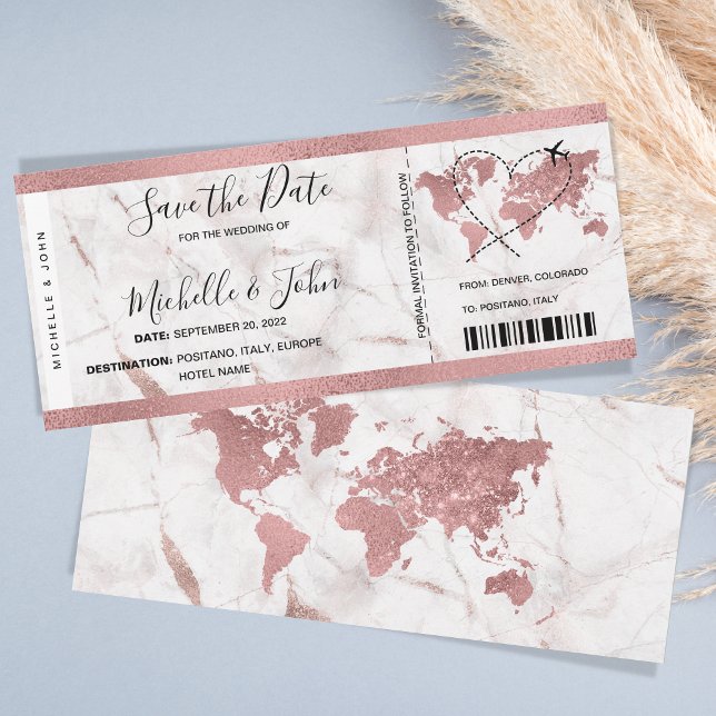 Carte d'embarquement de destination Billets Rose G (Créateur téléchargé)