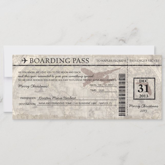 Carte d'embarquement de la Floride (Devant)