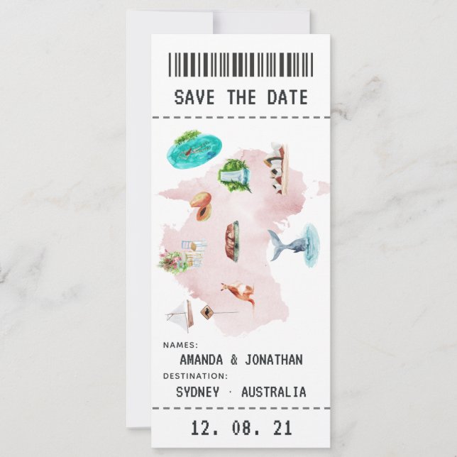 Carte d'embarquement de mariage australien Save th (Devant)