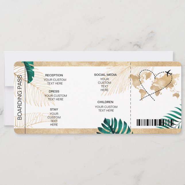 Carte d'embarquement de mariage de destination Dét (Devant)
