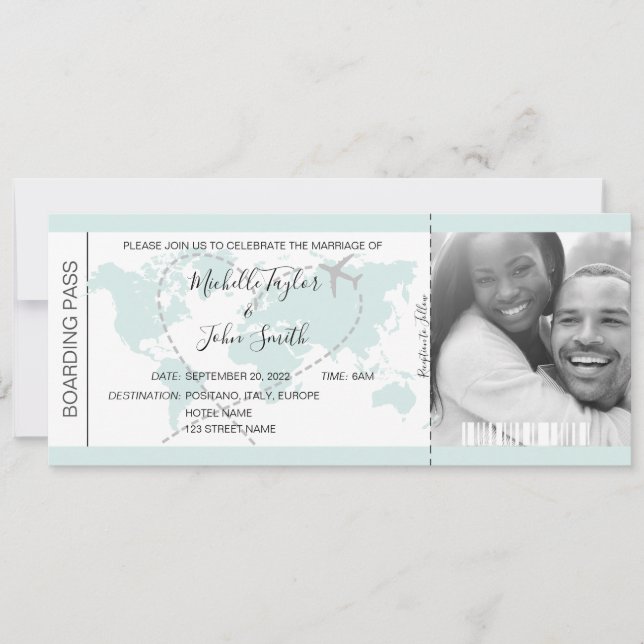 Carte d'embarquement de mariage de destination Icô (Devant)