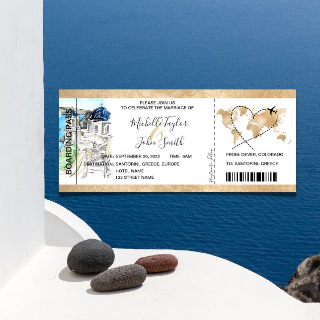 Carte d'embarquement de mariage de destination San (Créateur téléchargé)