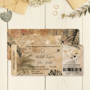 Carte d'embarquement de mariage de destination vin