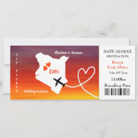 Carte d'embarquement de mariage Destination Kenya