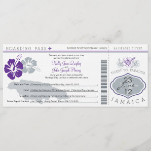 Carte d'embarquement de mariage vers la Jamaïque