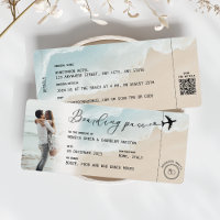 Carte d'embarquement de plage Code QR de mariage d