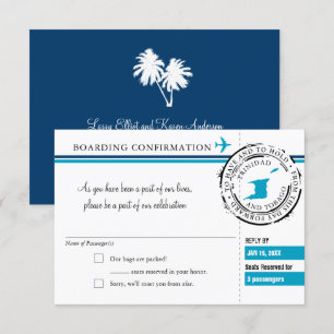 Carte d'embarquement de RSVP vers le