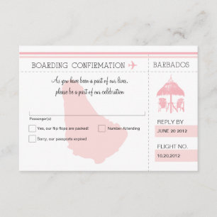 Carte d'embarquement de RSVP VERS les BARBADE