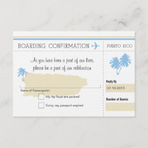 Carte d'embarquement de RSVP VERS Porto Rico