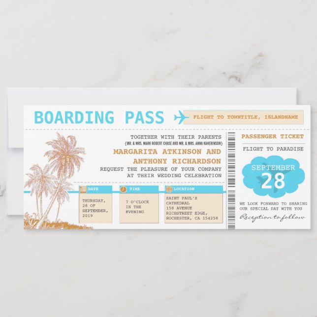 carte d'embarquement destination mariage (Devant)