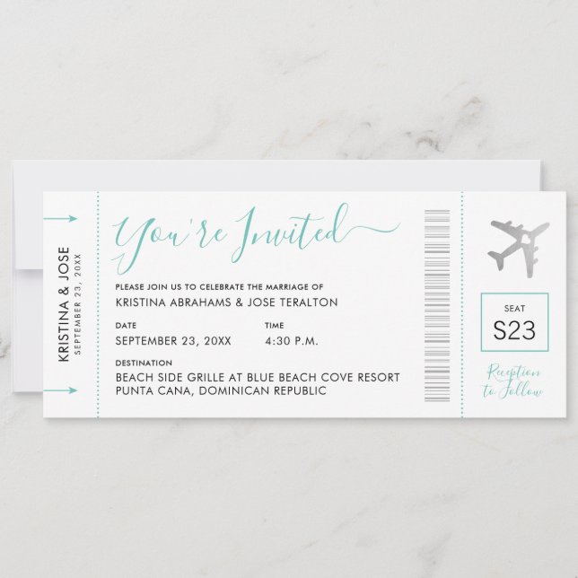 Carte d'embarquement Destination Mariage Invitatio (Devant)