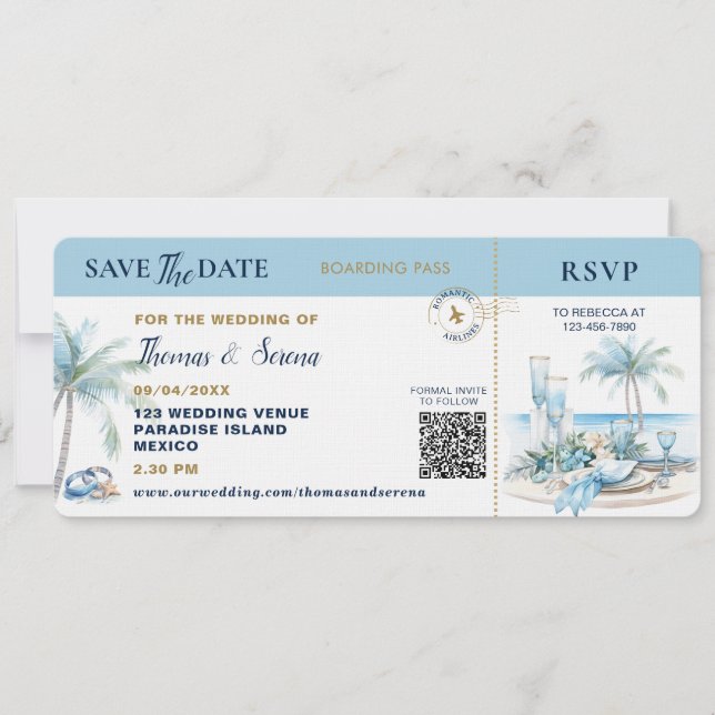 Carte d'embarquement Destination Tropicale Code QR (Devant)