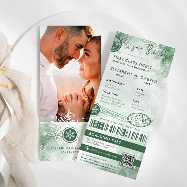 Carte d'embarquement d'hiver Destination Mariage (Créateur téléchargé)