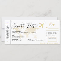 Carte d'embarquement Enregistrer la date avec RSVP