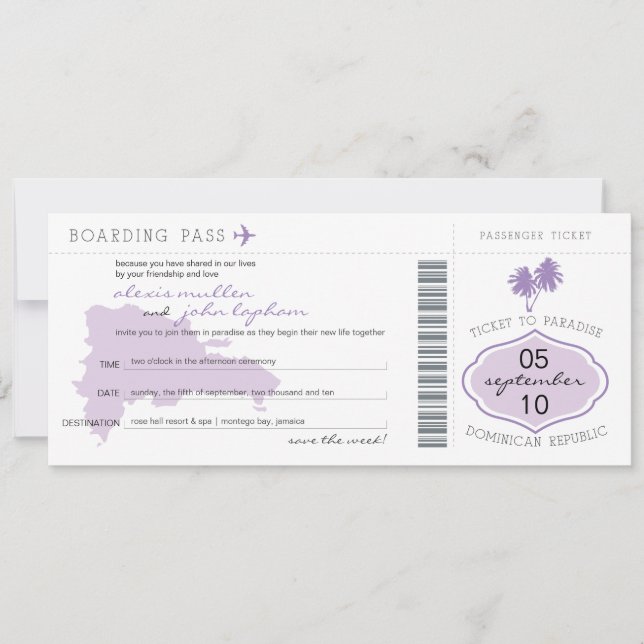 Carte d'embarquement Enregistrer la date en Républ (Devant)