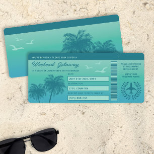 Carte d'embarquement Faux Tropical Bleu Aqua pour