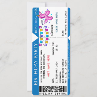 Carte d'embarquement Fête d'anniversaire Fly High
