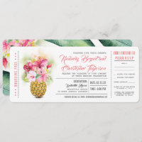 Carte d'embarquement Fleurs Ananas Mariage Tickets