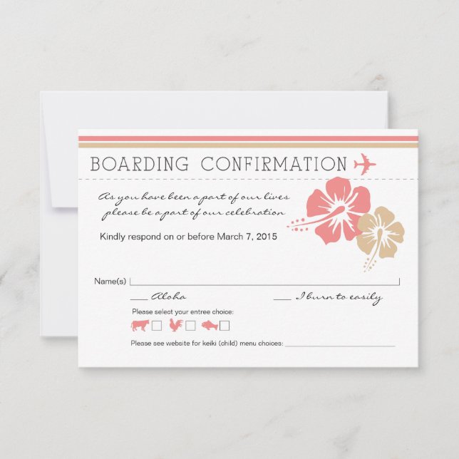 Carte d'embarquement Fleurs d'Hibiscus RSVP (Devant)