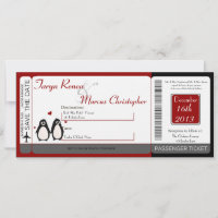 Carte d'embarquement Invitation de mariage en lin 