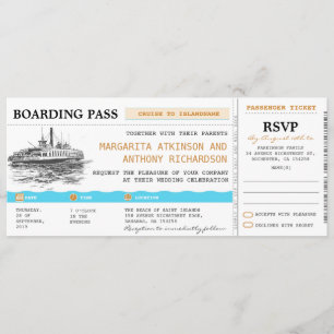 carte d'embarquement invite de mariage avec RSVP