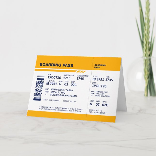 Carte d'embarquement - Jaune (Devant)