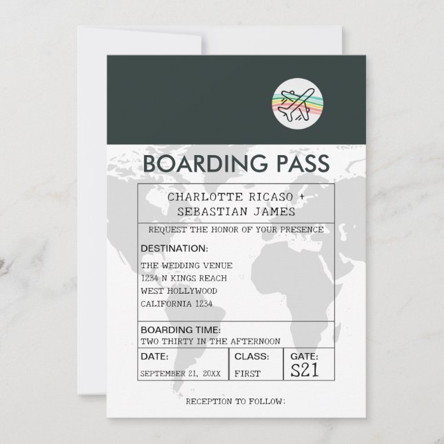 Carte d'embarquement mariage (Devant)