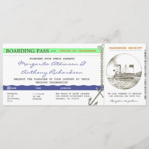 carte d'embarquement mariage de croisière - marine