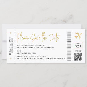 Carte d'embarquement Mariage de destination Élégan