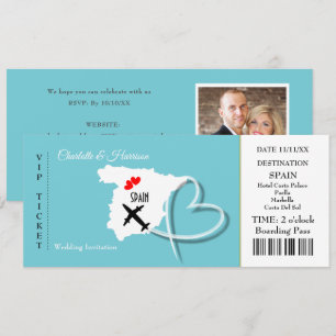 Carte d'embarquement Mariage Destination Espagne