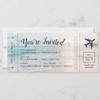 Carte d'embarquement mariage plage tout-en-un
