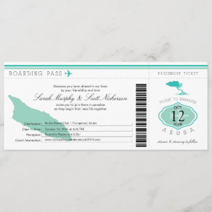 Carte d'embarquement mariage pour Aruba