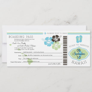 Carte d'embarquement mariage pour Hawaii