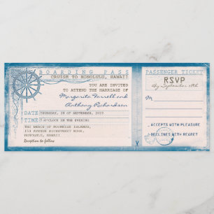 Carte d'embarquement mariage vintage avec RSVP