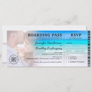 Carte d'embarquement Photo de plage RSVP & Mariage