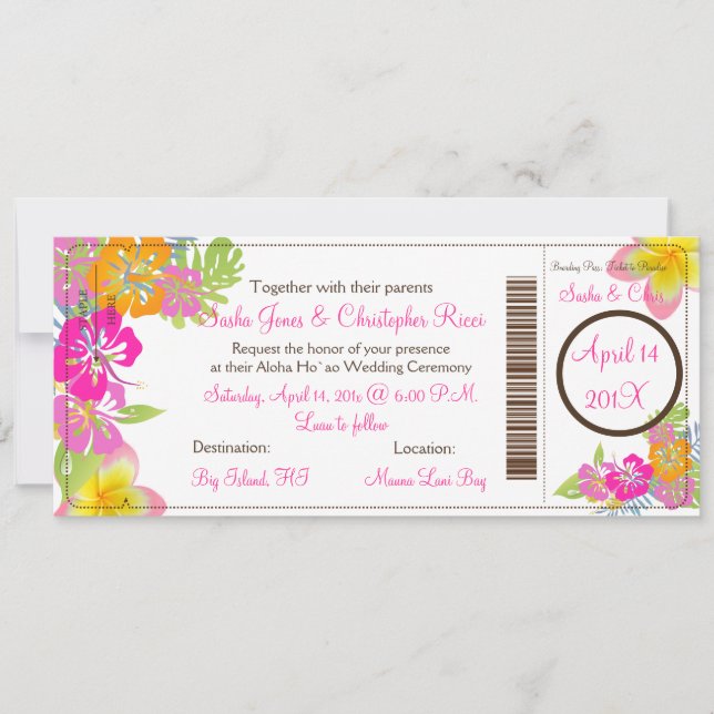 Carte d'embarquement PixDezines Hibiscus Leis/diy  (Devant)