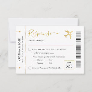Carte d'embarquement Plane Ticket Gold Destination