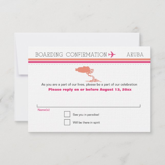 Carte d'embarquement pour Aruba (Devant)