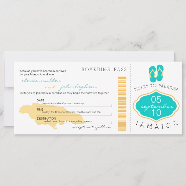 Carte d'embarquement pour la Jamaïque Faire-part d (Devant)