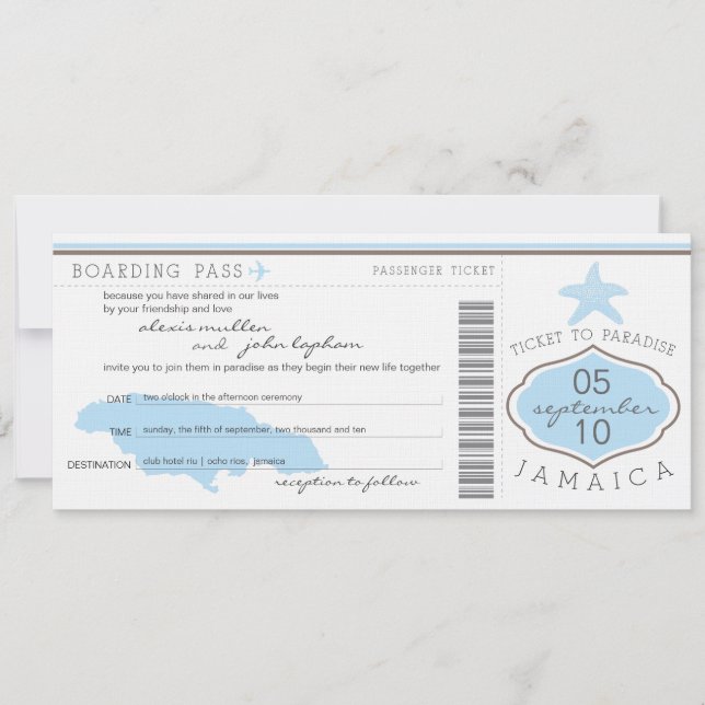 Carte d'embarquement pour la Jamaïque Faire-part d (Devant)