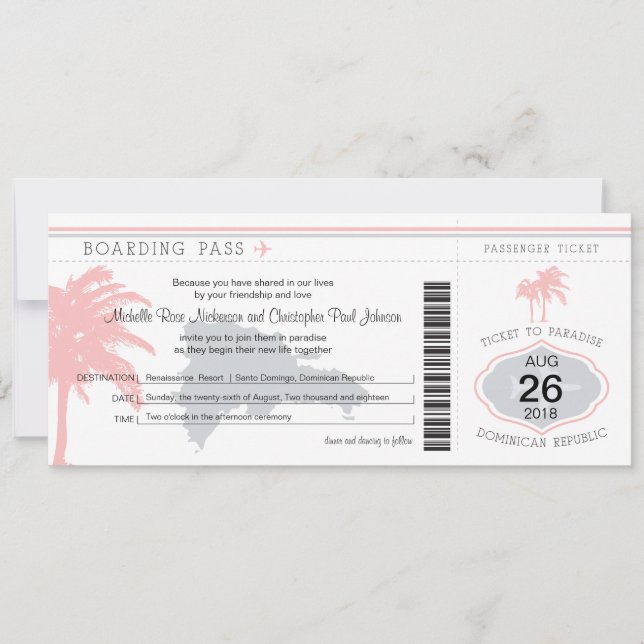 Carte d'embarquement pour le Mariage de la Républi (Devant)