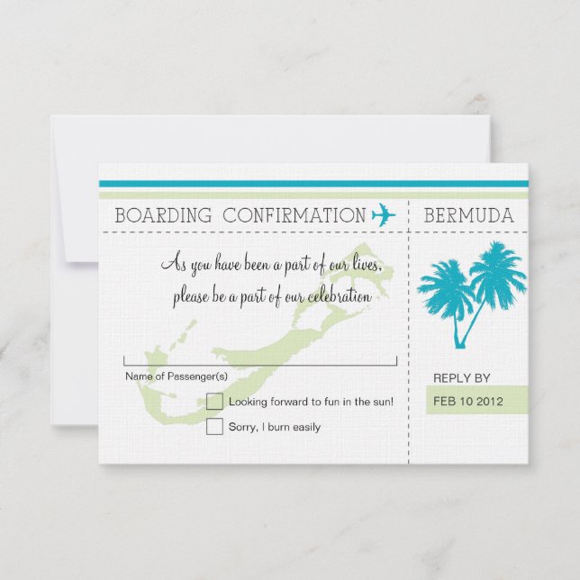 Carte d'embarquement pour les BERMUDES (Devant)