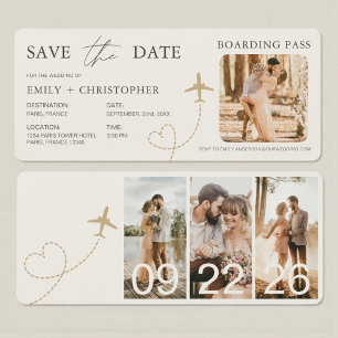 Carte d'embarquement pour mariage de destination