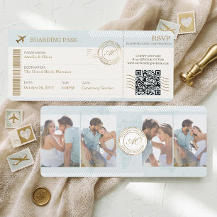 Carte d'embarquement pour mariage photo Destinatio