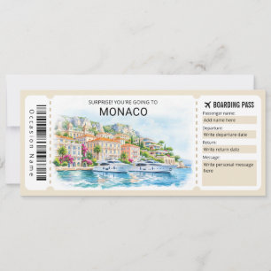 Carte d'embarquement pour un voyage à Monaco