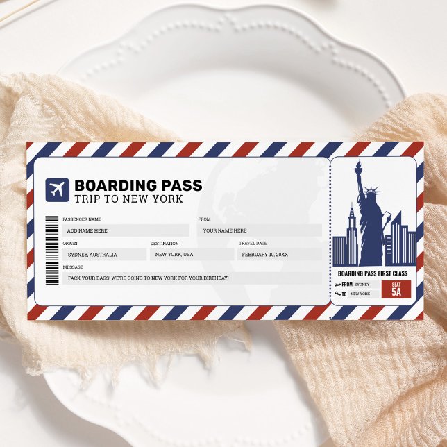 Carte d'embarquement pour voyage à New York Billet (Créateur téléchargé)