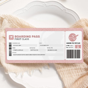 Carte d'embarquement rose Voyage Cadeau Billet d'a