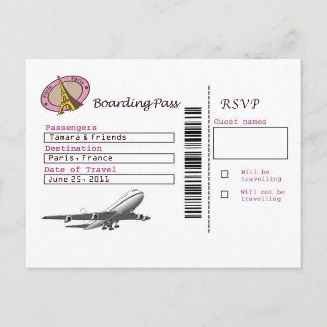Carte d'embarquement RSVP (Devant)