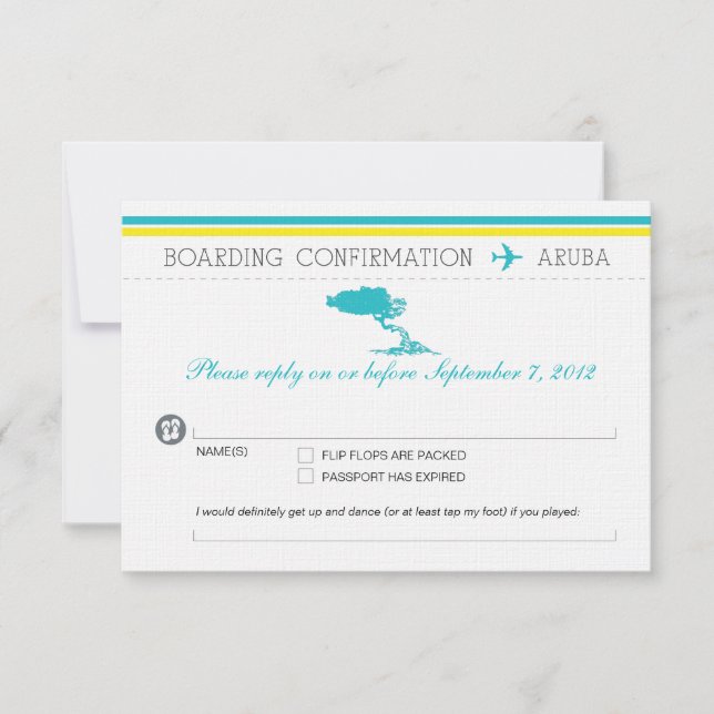 Carte d'embarquement RSVP à Aruba (Devant)