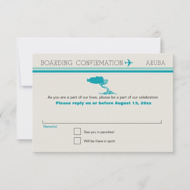 Carte d'embarquement RSVP à Aruba (Devant)